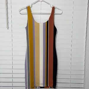 Papaya color block striped mini dress